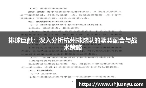 排球巨献：深入分析杭州排球队的默契配合与战术策略